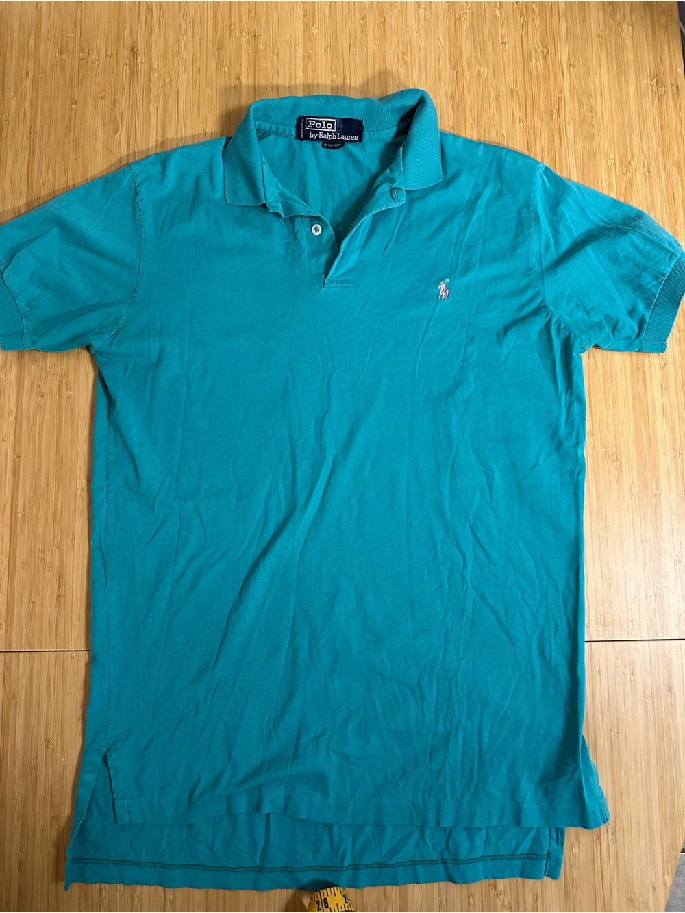 Vintage Preppy Polo by Ralph Lauren Teal Shirt with pink pony